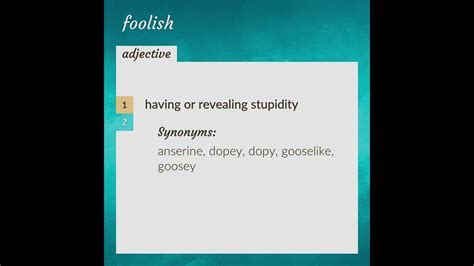 Foolish | meaning of Foolish - YouTube