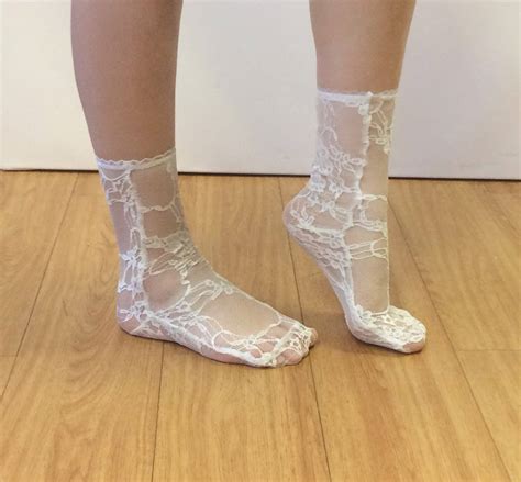 White Fashion Socks Crew Socks Lace Socks White Socks - Etsy