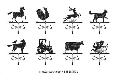 Weather Vane Silhouette Set Icons Windvane Stock Vector (Royalty Free) 635189591 | Shutterstock