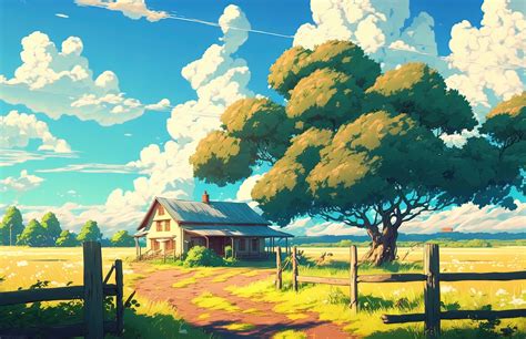 1676x1085 Resolution Anime Landscape HD Farm 1676x1085 Resolution ...