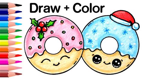 How to Draw Christmas Donuts Easy and Cute - YouTube