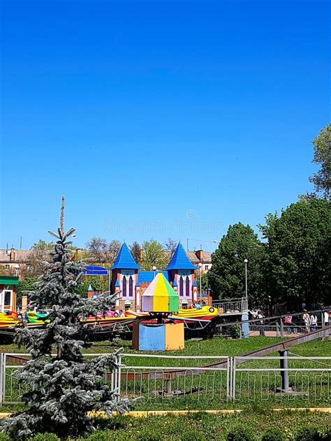 Old Carousel As Attractions In The City Amusement Park Stock Image - Image of background, europe ...