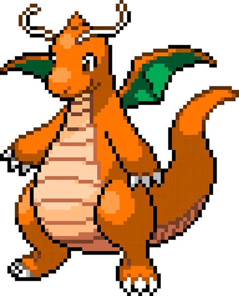 Dragonite pixel art by RockAlves on DeviantArt