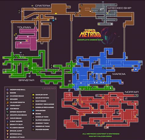 Map of Super Metroidforan metroid like game starring a space sheriff like Jaspion. Metroid Map ...