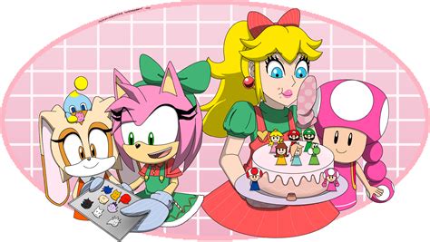 Festive Princess Peach and Amy Rose by The0118 on DeviantArt