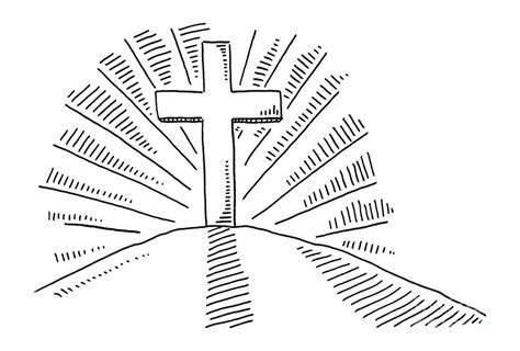 Christianity Cross Symbol On Hill Drawing Drawing by Frank Ramspott ...