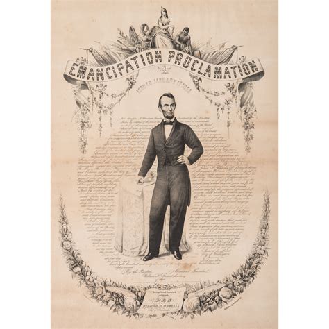 Abraham Lincoln, Emancipation Proclamation Calligraphic Lithograph ...