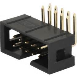 IDC Male connector (shrouded header), 10 pin, right angle leads - Protostack