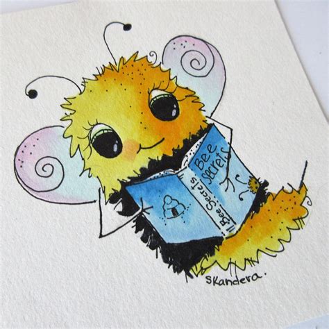 Whimsical Bee Art Original Artwork Mini Art Pieces Small - Etsy