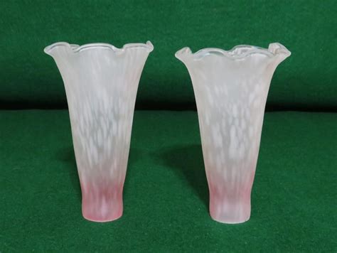 Pair Vintage Art Glass Trumpet Lamp Shades (1 1/8" Fitter End) | eBay