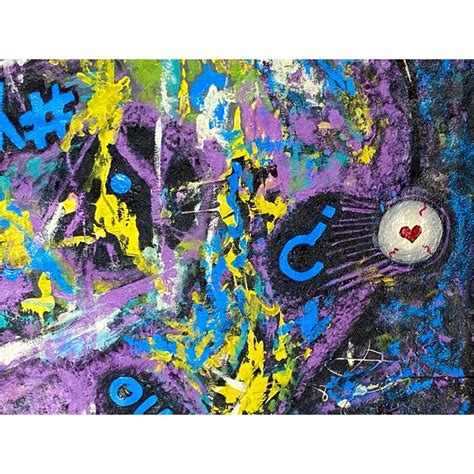 Modern Abstract Purple Skull Graffiti Painting | Chairish