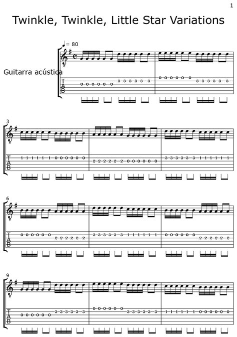 Twinkle, Twinkle, Little Star Variations - Sheet music for Acoustic Guitar