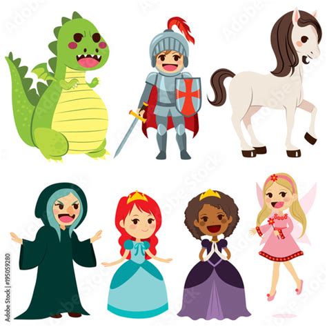 Collection of cute fairy tale characters for children book Stock Vector | Adobe Stock