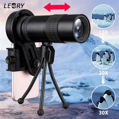 10 30x Adjustable Cell Phone Telescope Lens Night Vison Telescope Monocular Camera Lens with ...