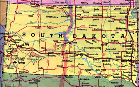 Detailed map of South Dakota state with highways | Vidiani.com | Maps ...