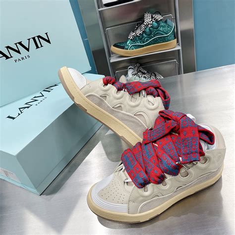 LANVIN Leather Curb Sneakers Tan • SneakerDouble