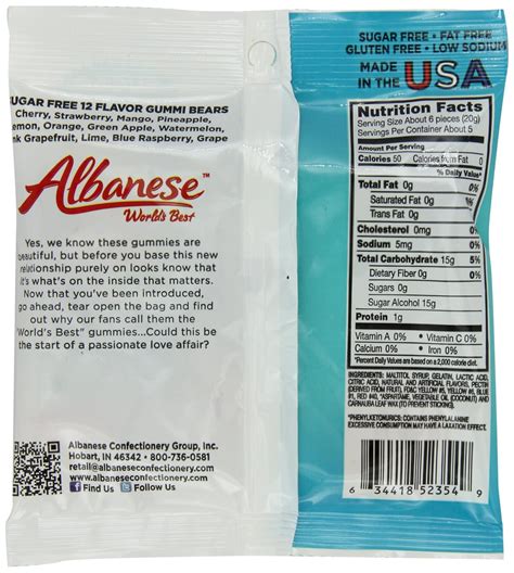 Albanese Sugar Free Gummy Bears Nutrition Facts | Besto Blog