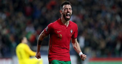 Portugal's Bruno Fernandes celebrates scoring against North Macedonia ...