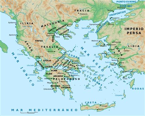 Mapa de Grecia Antigua - Mapa Físico, Geográfico, Político, turístico y ...