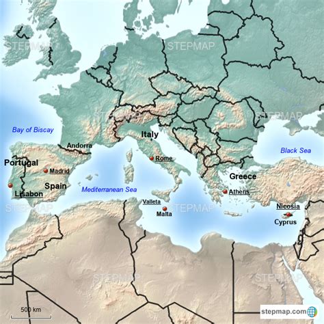 StepMap - Southern Europe - Landkarte für Europe