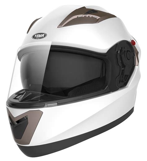 Motorbike Full Face ECE Helmet - White Bluetooth Friendly YEMA YM-829 Racing Motorcycle Helmet ...