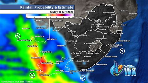 South Africa & Namibia Weather Forecast Maps Friday 10 July 2020 - AfriWX