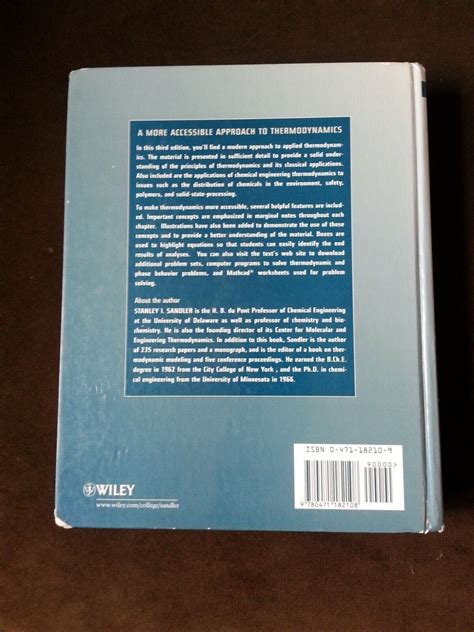 Chemical and Engineering Thermodynamics by Stanley I. Sandler ...