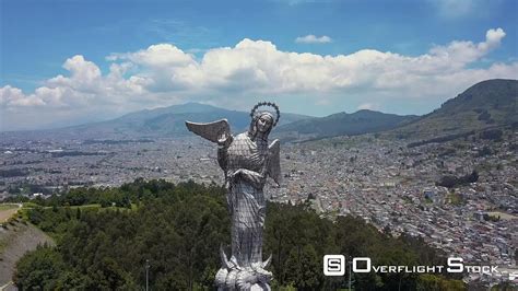 OverflightStock™ | Loma El Panecillo Winged Virgin Mary Statue Quito Ecuador Aerial Stock Footage