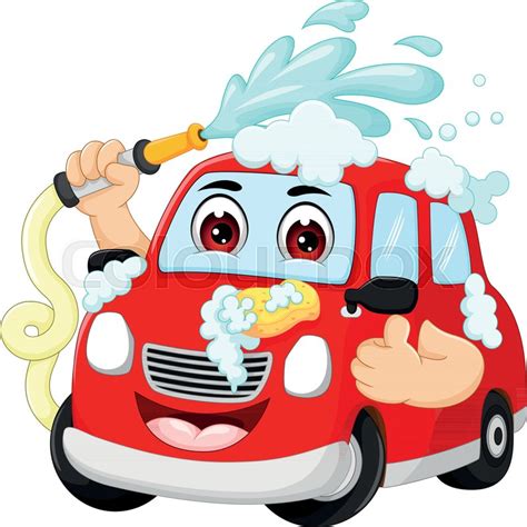 Vector illustration of funny car wash ... | Stock vector | Colourbox