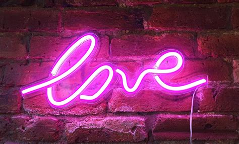 Isaac Jacobs 17.5 inch LED Neon Pink “Love” Wall Sign for Cool Light ...