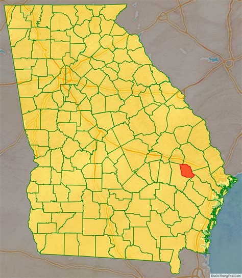 Map of Evans County, Georgia - Thong Thai Real