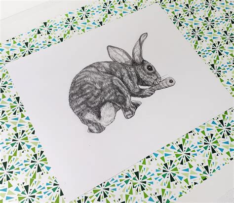 Bunny and a Carrot Original Pencil Drawing - Etsy