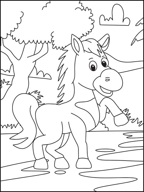 Horse Coloring Pages For Kids - Coloring Boook 16915029 Vector Art at ...