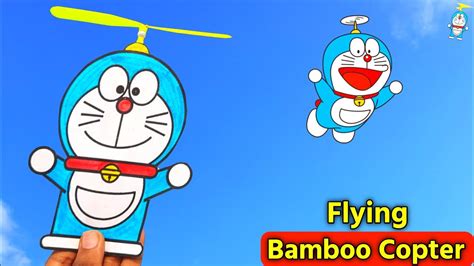 how to make doraemon Flying bamboo copter , homemade Flying bamboo copter,rubberband propeller ...