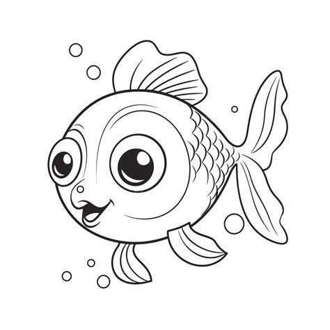 Coloring Page Of A Fish With Bubbles Outline Sketch Drawing Vector, Fish Drawing, Wing Drawing ...