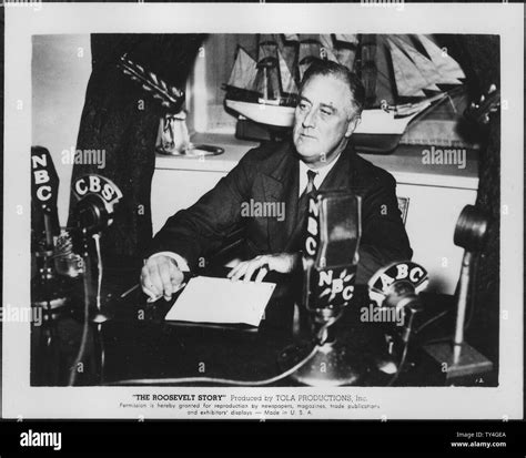 Franklin D. Roosevelt having a fireside chat in Washington, D.C Stock ...