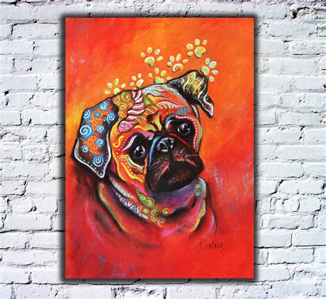 Pug Art Print Pug Wall Art Pug Decor Dog Art by PatLintnerFineArt