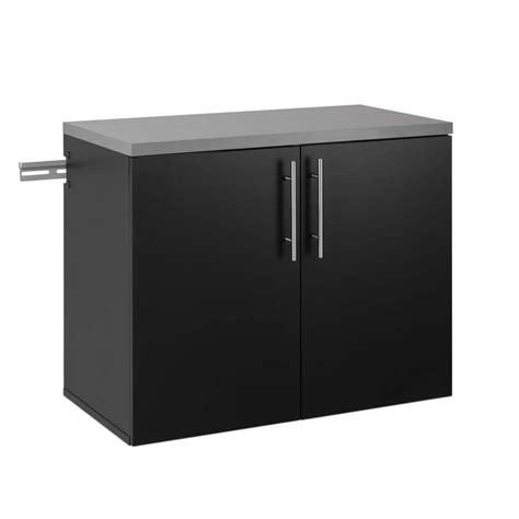 Prepac HangUps Engineered Wood 2-Door Base Wall Mounted Garage Cabinet in Black (30 in. W x 24 ...