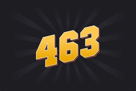 Number 463 vector font alphabet. Yellow 463 number with black ...