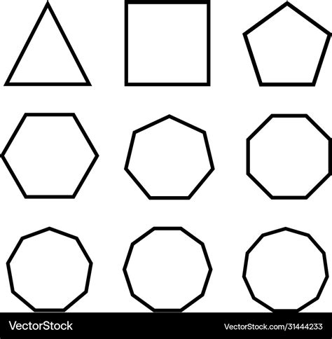 Symbol triangle rectangle pentagon hexagon Vector Image