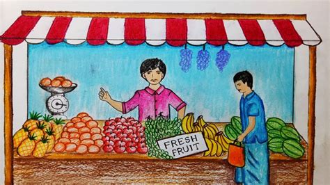 Vegetable Market Drawings