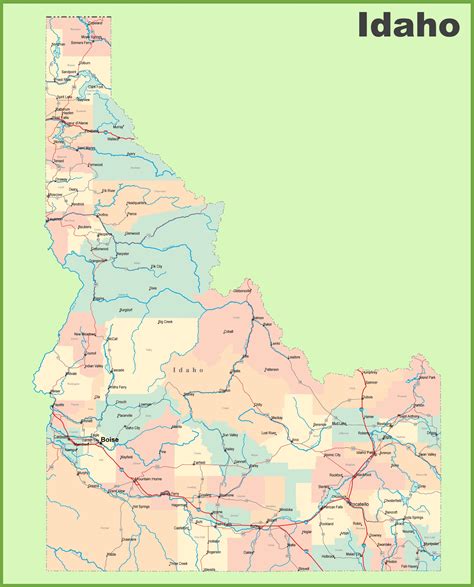 Road map of Idaho with cities and towns - Ontheworldmap.com