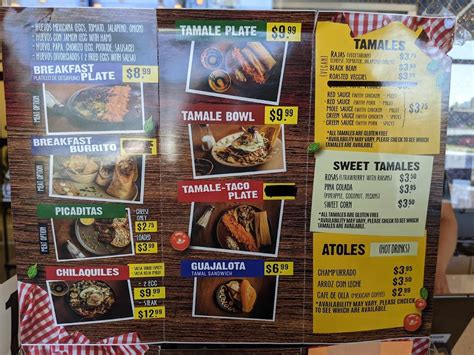 Menu at La Mixteca Tamale House restaurant, Suwanee