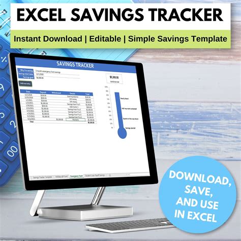 Excel Savings Tracker Template Simple Savings Spreadsheet | Etsy