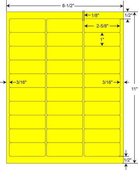 2-5/8" x 1" Fluorescent Yellow Sheeted Labels (100 Sheets) - Thermal ...