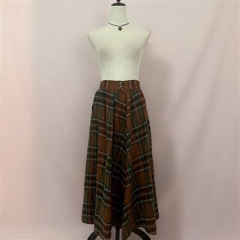 Vintage Plaid Red and Green Maxi Skirt - This skirt... - Depop