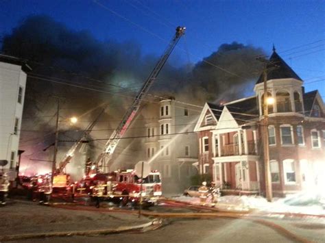 Photos: Lewiston firefighters battle three-alarm blaze