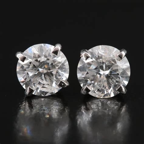 Platinum 2.17 CTW Diamond Stud Earrings with GIA eReports | EBTH