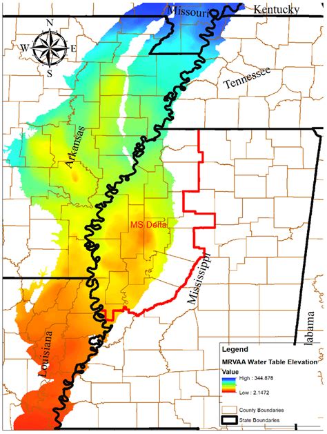 Map of the Mississippi River Valley Alluvial Aquifer (MRVAA) and its ...