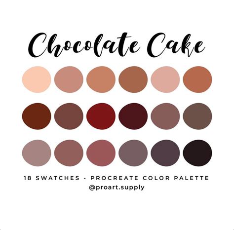 CHOCOLATE CAKE PROCREATE Color Palette Hex Codes Brown - Etsy | Brown ...